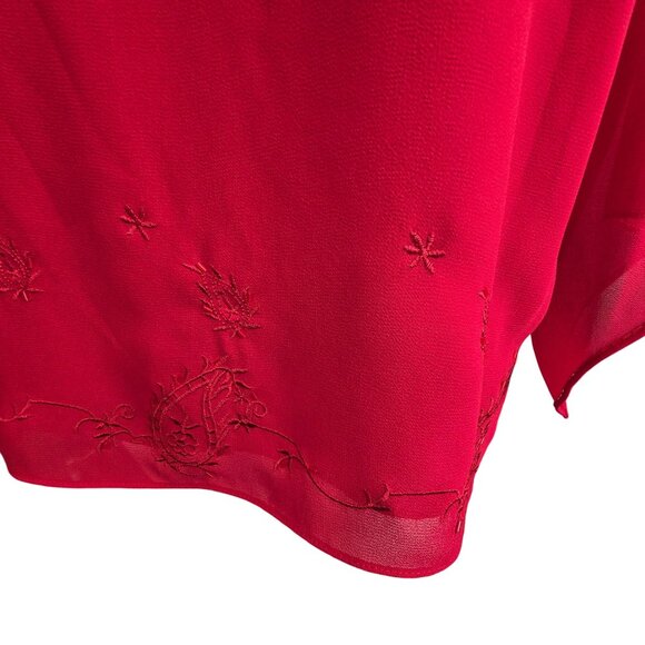 Danny & Nicole Womens Red Blouse Plus 26W Embroidered Zip Back JJ4050 - Picture 4 of 12